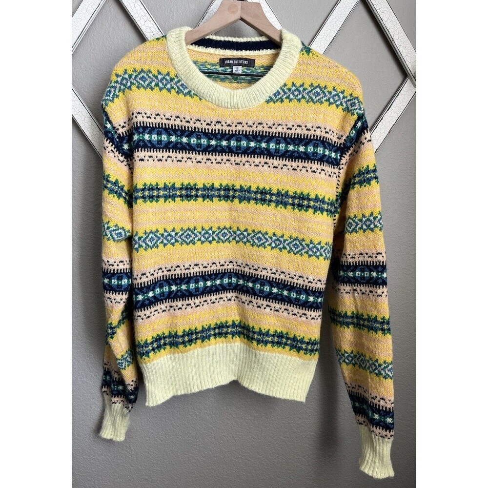 NWT! Urban Outfitters Women's M Hudson Fair Isle Pullover Sweater - Yellow